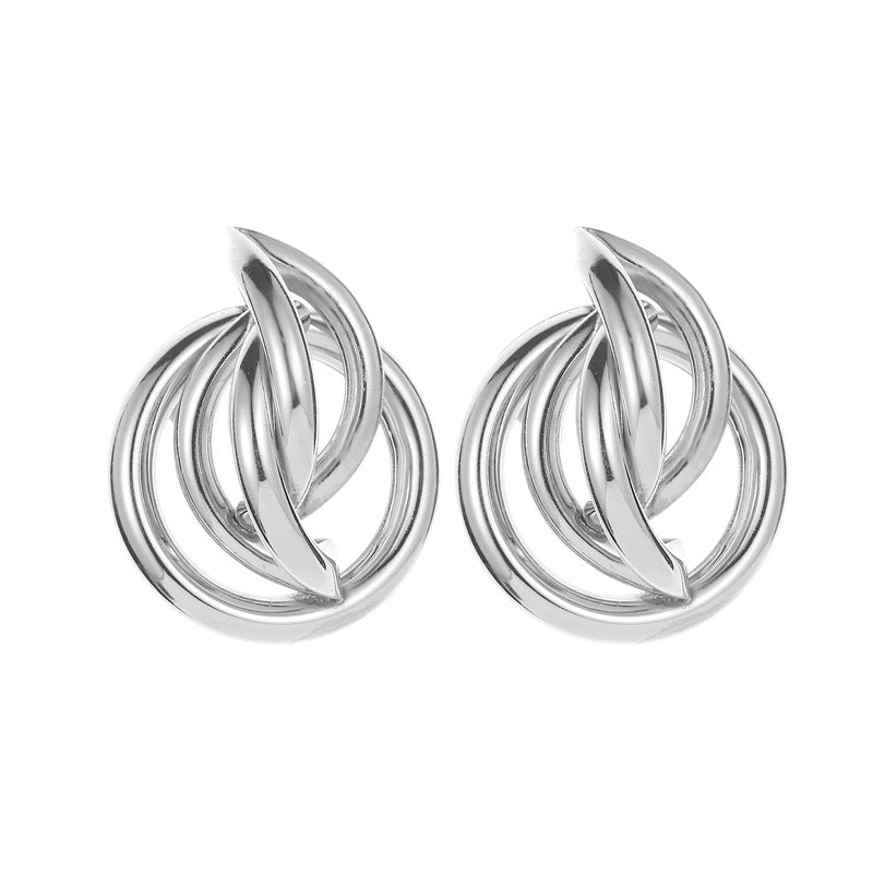 Irregular Geometric Earrings Circle Folding Three-dimensional Stud Earrings Chic Earrings