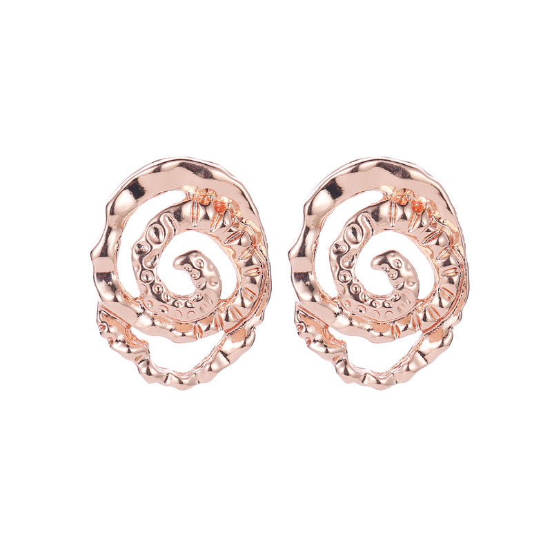 Earrings retro swirl concave-convex earrings earrings ins personality snail spiral ear jewelry