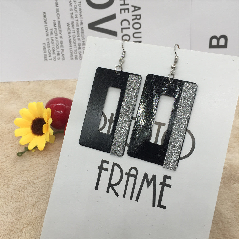 Fashion Square Frosted Earrings High Cool Ladies Ear Jewelry