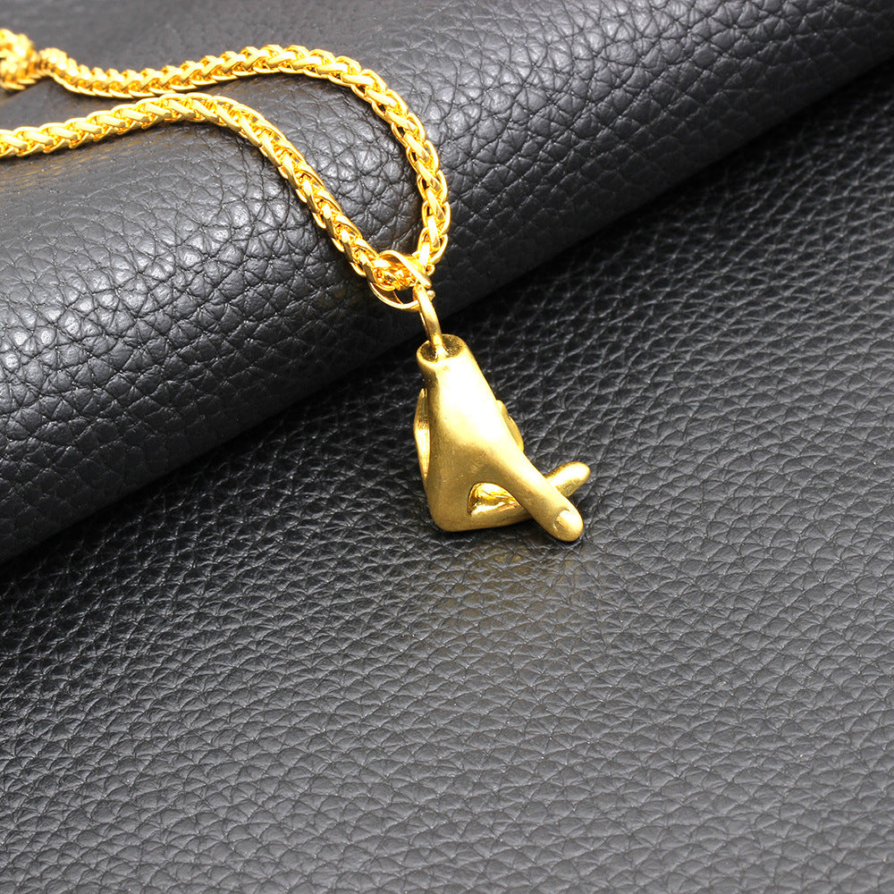 Hip Hop Punk Hollow Gesture Pendant Necklace Men's Unisex Than Heart Love You Necklace