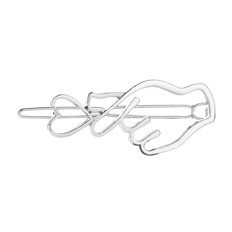 Hair accessories simple than heart hand accessories hair clip personality girl side clip creative love card