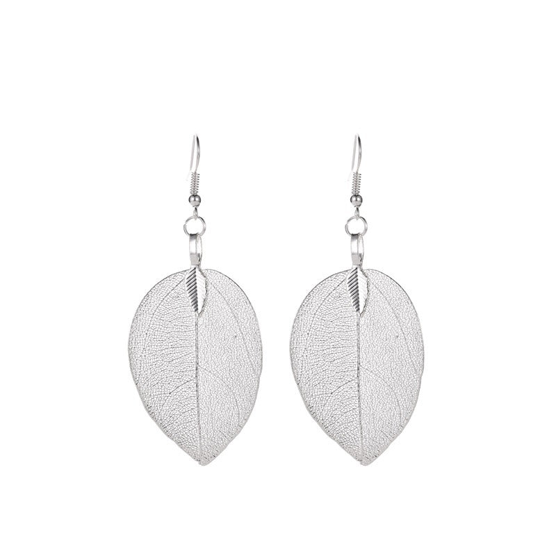 Popular retro earrings fashion temperament long hollow leaf earrings earrings