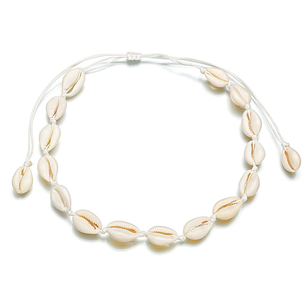 Accessories Boho Ethnic Big Shell Necklace Beach Vacation Braided Necklace Jewelry