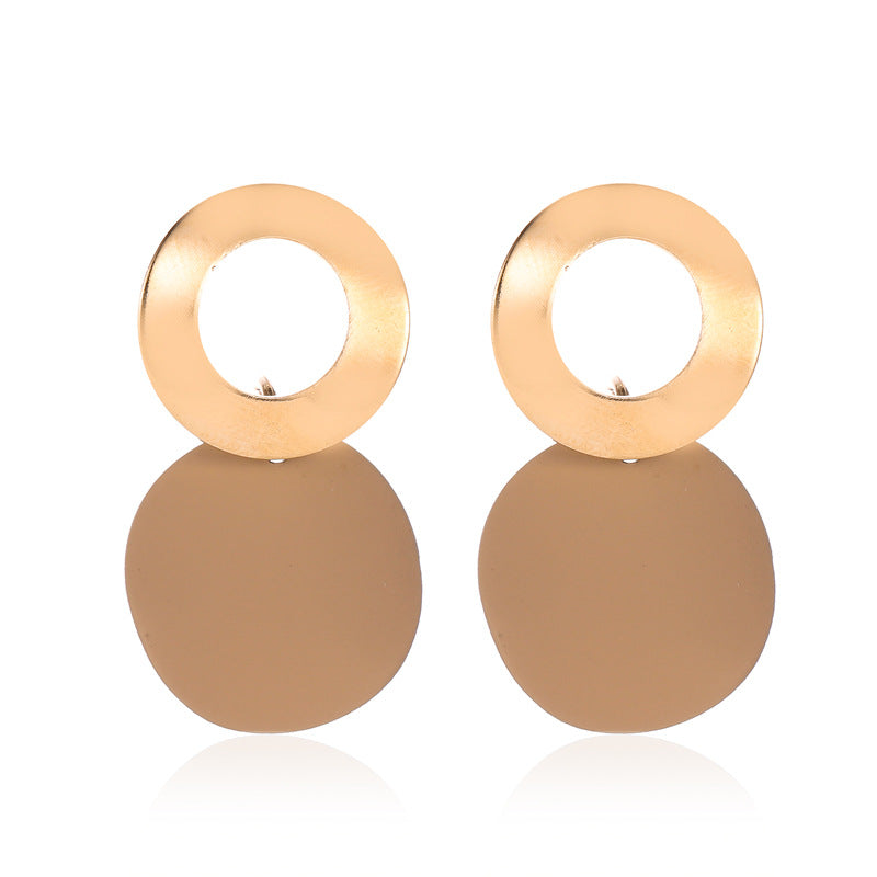 Fashion geometric earrings simple three-dimensional disc earrings earrings personality irregular round earrings women
