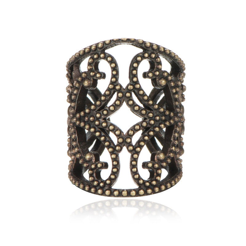 Ethnic wide version retro ear clip simple hollow palace earrings without ear piercing female ancient bronze ear bone clip