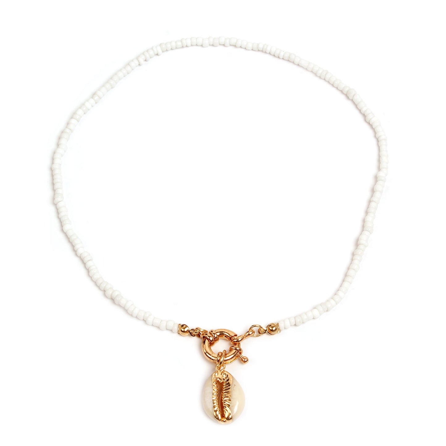 Jewelry hand-threaded color rope rice bead shell pendant necklace female fashion rudder necklace