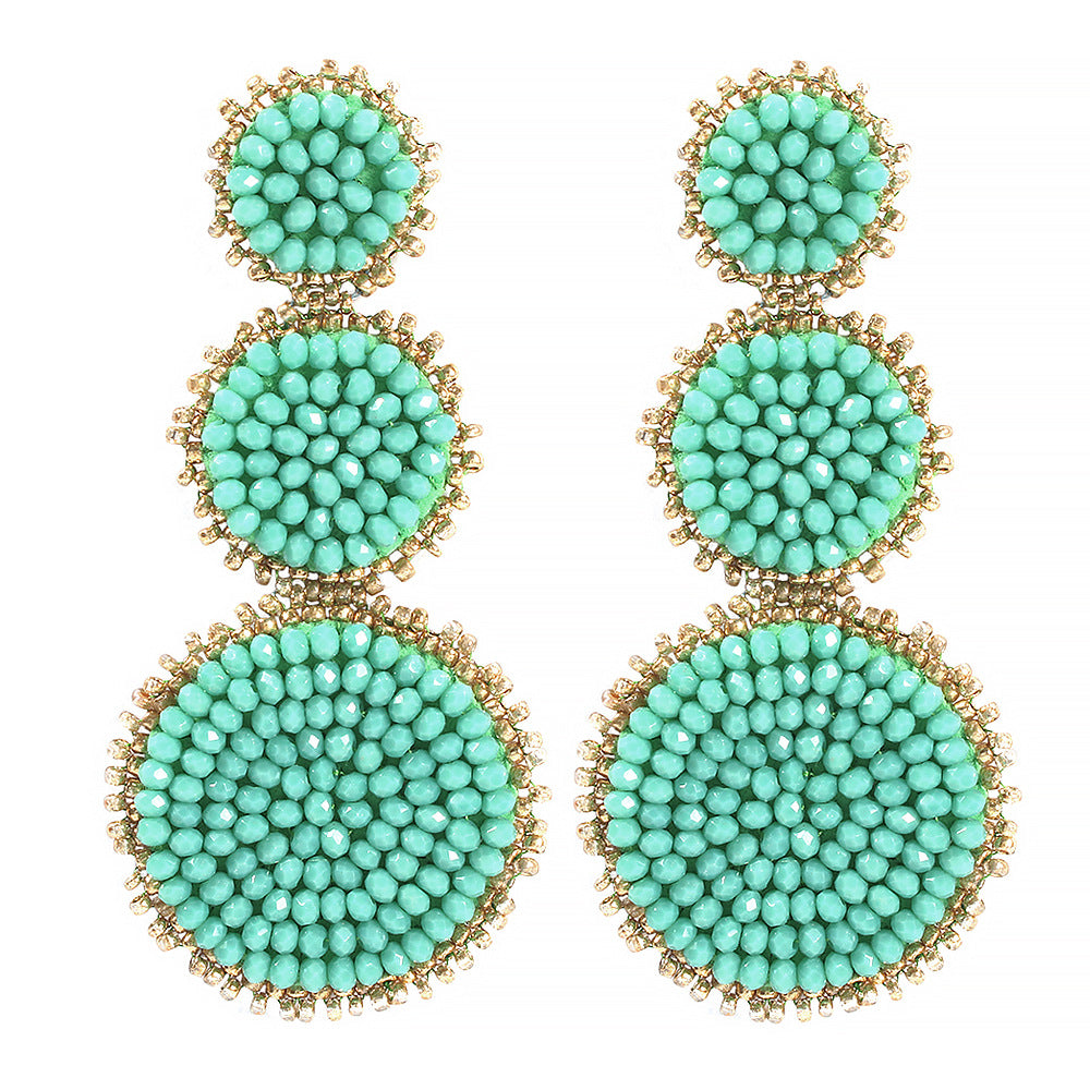 E7118 Earrings Popular Street Shots Fashion Earrings Ethnic Creative Handmade Beads Geometric Earrings