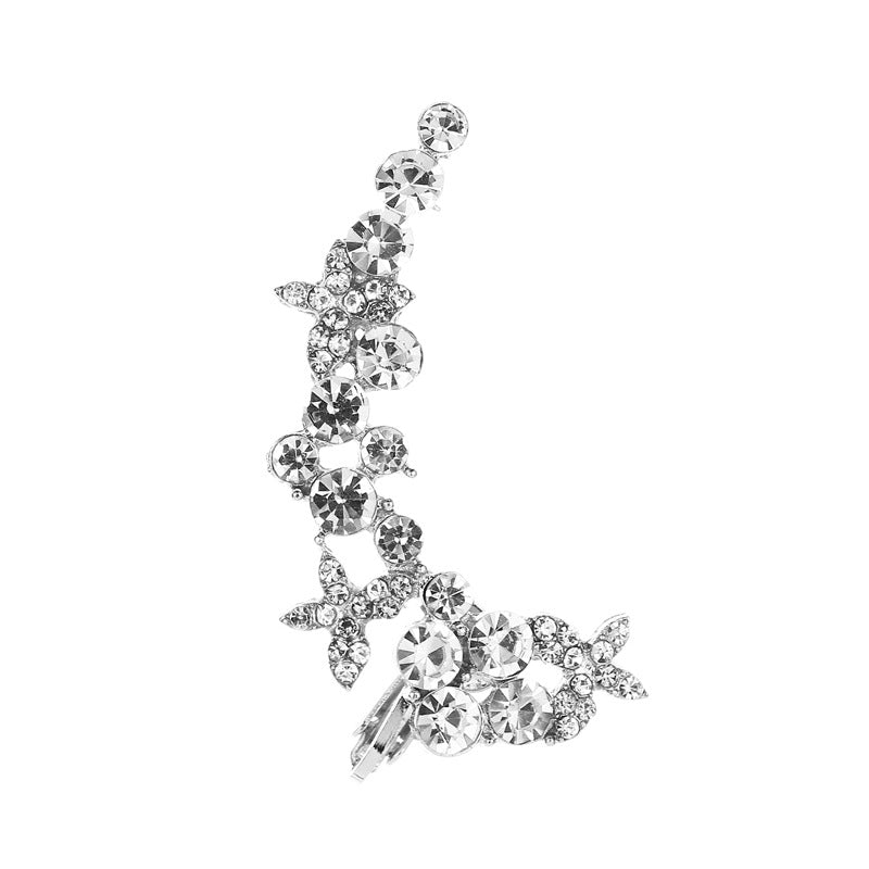 Earrings Temperament Diamond Butterfly Flower Single Crystal Ear Clip Hipster Catwalk Night Stud Earrings