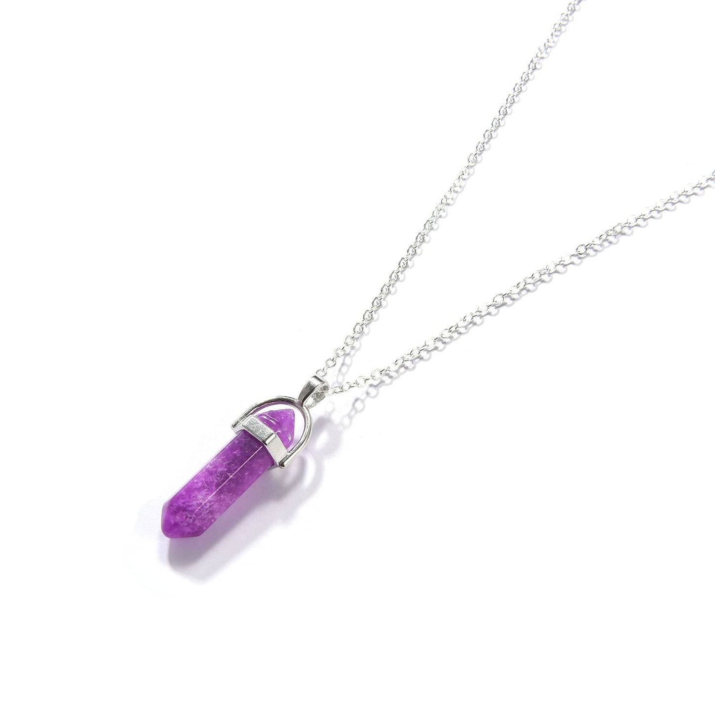Fashion Agate Hexagon Pillar Pendant Necklace Simple Clavicle Chain Jewelry