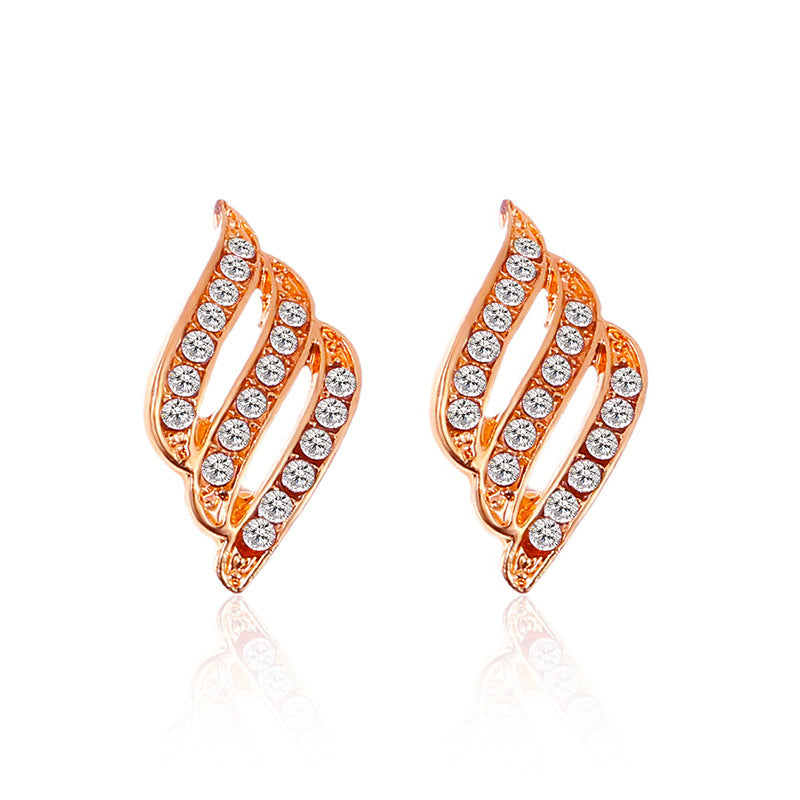 Jewelry OL Fashion Temperament Earrings Angel Wings Earrings Feather Diamond Stud Earrings Female