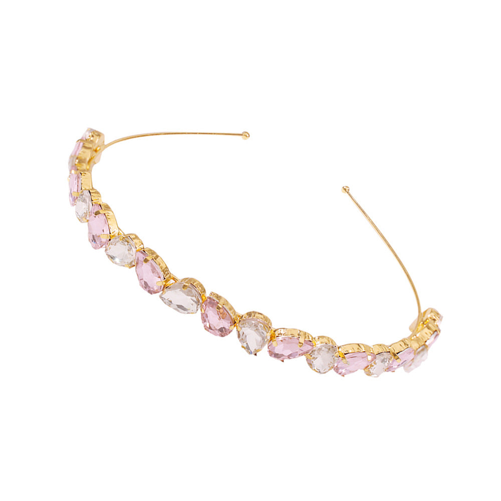 F1846 Glass brick fine-edged hair accessories temperament elegant hairpin head hoop trendy simple creative hair hoop
