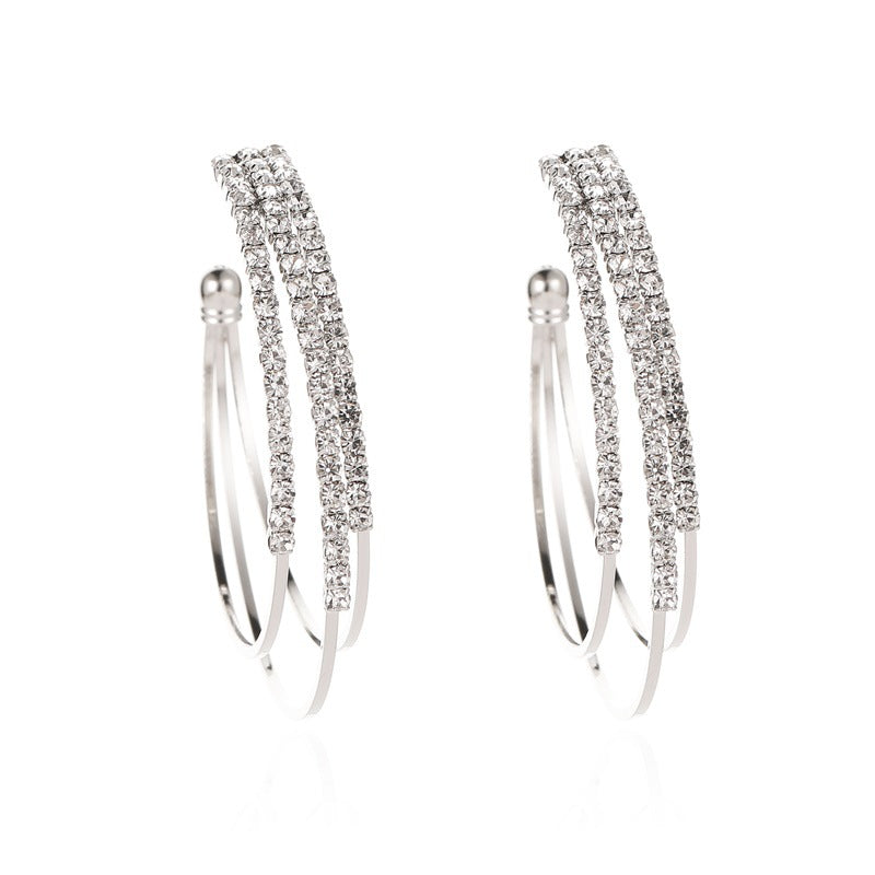 Fashion versatile earrings female personality design multi-layer earrings C-shaped earrings exaggerated net red earrings