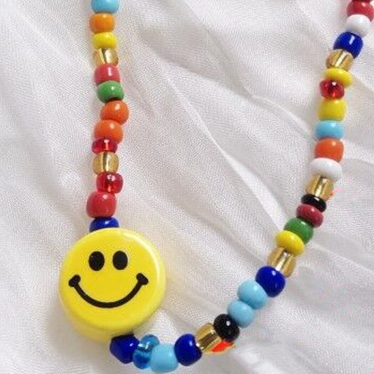 BlackpinkLisa Jin Zhixiu JENNIE with the same smiling face color beads diy wearing beads girl necklace choker