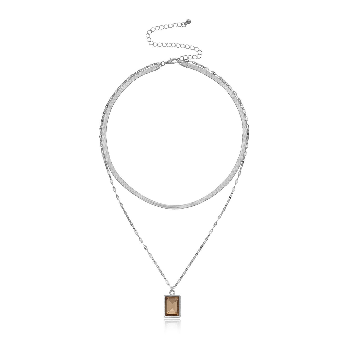 Jewelry Fashion Snake Bone Chain Gemstone Pendant Necklace Retro Exaggerated Personality Punk Ladies Necklace