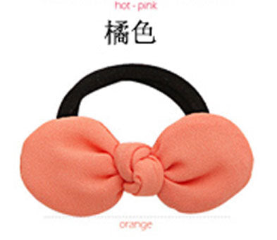 Cute Fluorescent Color Contrasting Color Hair Rope Chiffon Soft Rabbit Ear Bow Hair Tie