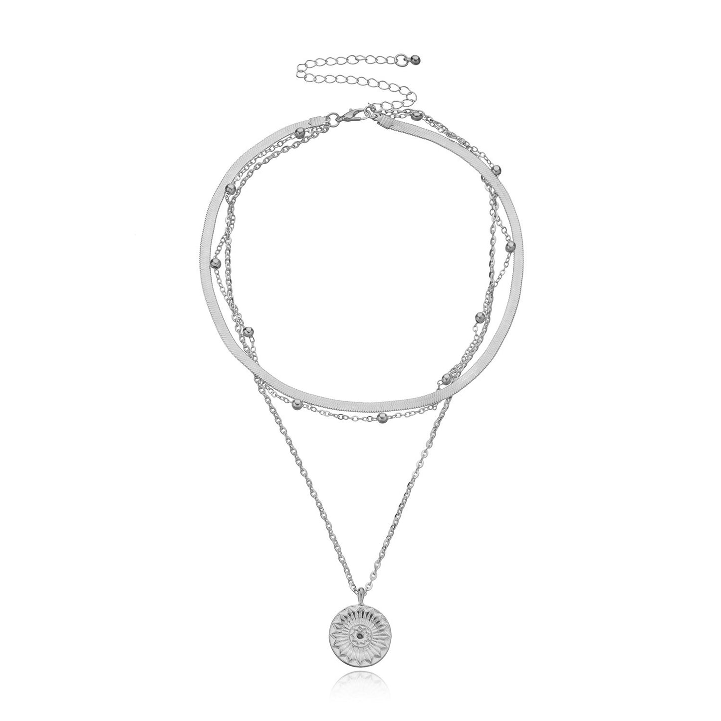 Jewelry Fashion Versatile Round Tag Necklace Female Personality Simple Multi-layer Ball Chain Necklace