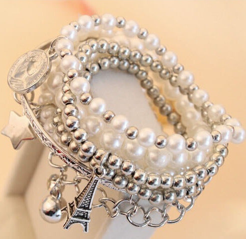 Fashion Ladies Pearl Bracelet Multilayer Couple Bracelet Charm Jewelry