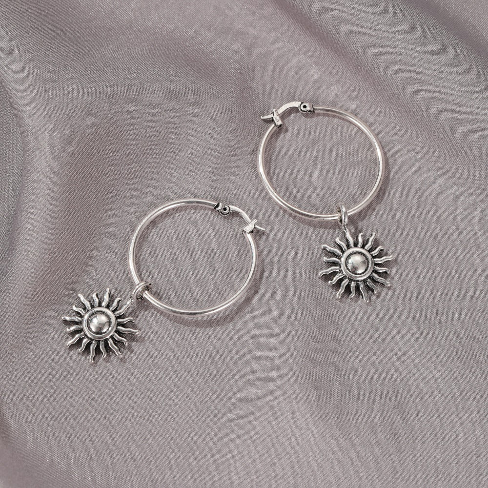 Retro Sun Earrings Frosty Simple Short Sun Flower Earrings Ornaments
