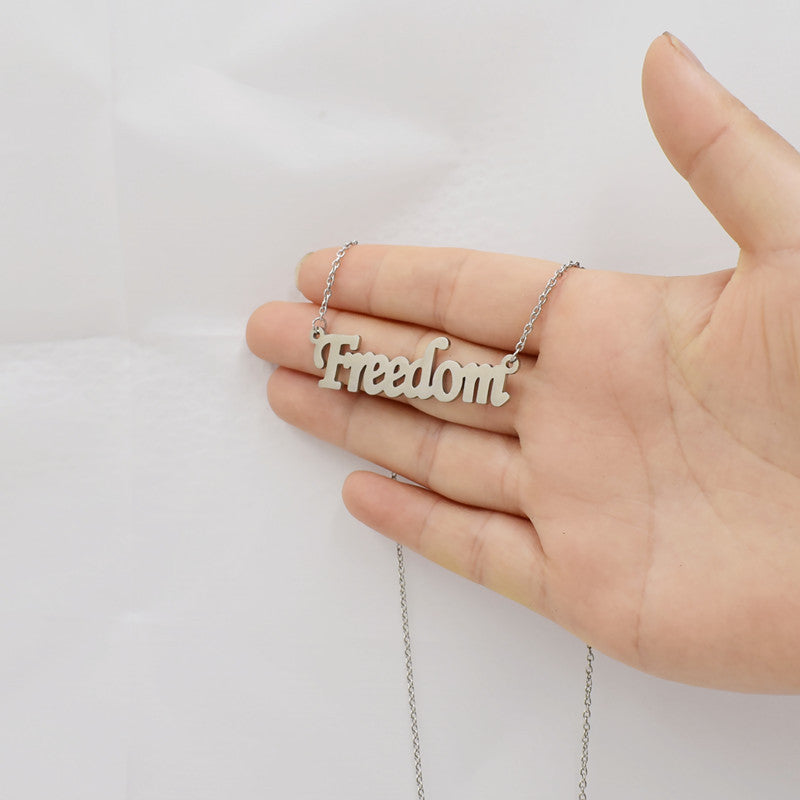 Freedom Necklace Simple Creative Alphabet Pendant Lucky Couple Gift