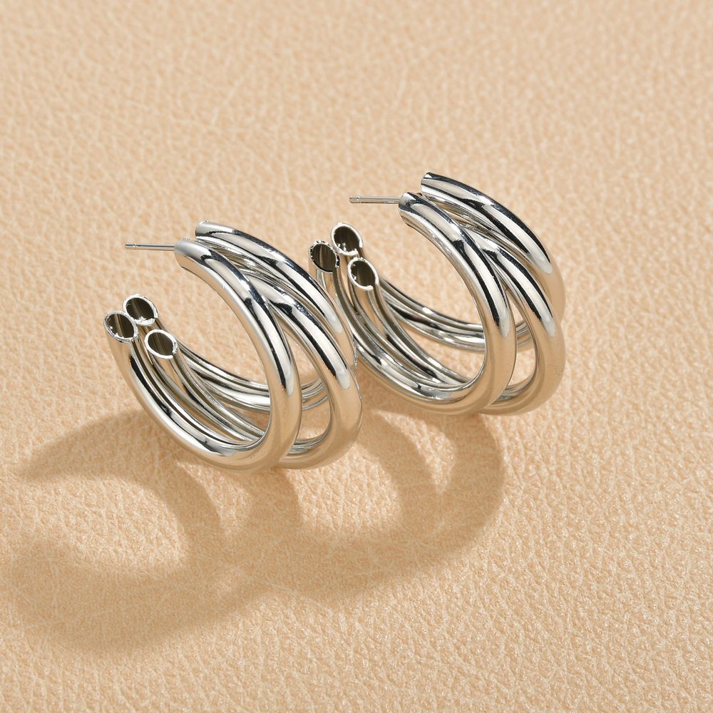 Net red earrings women's cold golden earrings earrings big circle hoop earrings