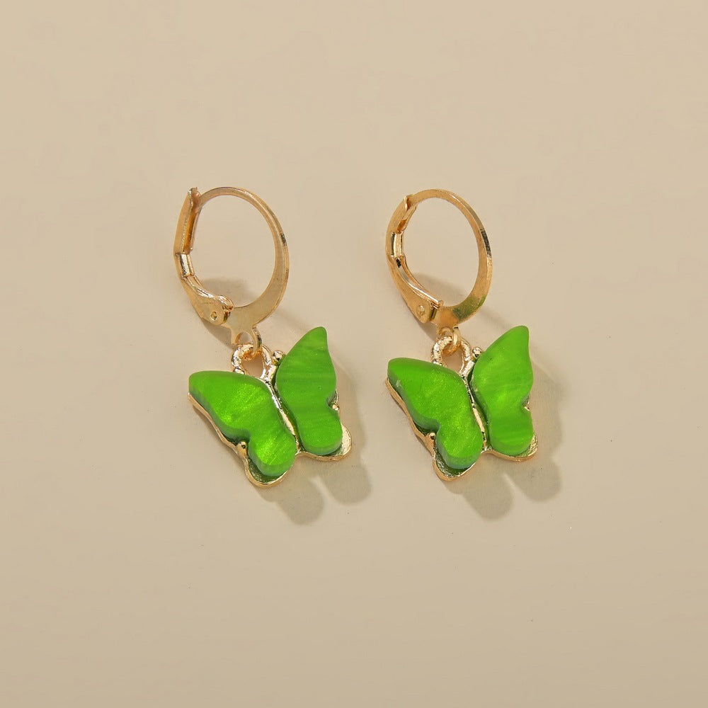 Jewelry Fashion Color Acrylic Butterfly Earrings Personality Butterfly Ear Buckle For Women