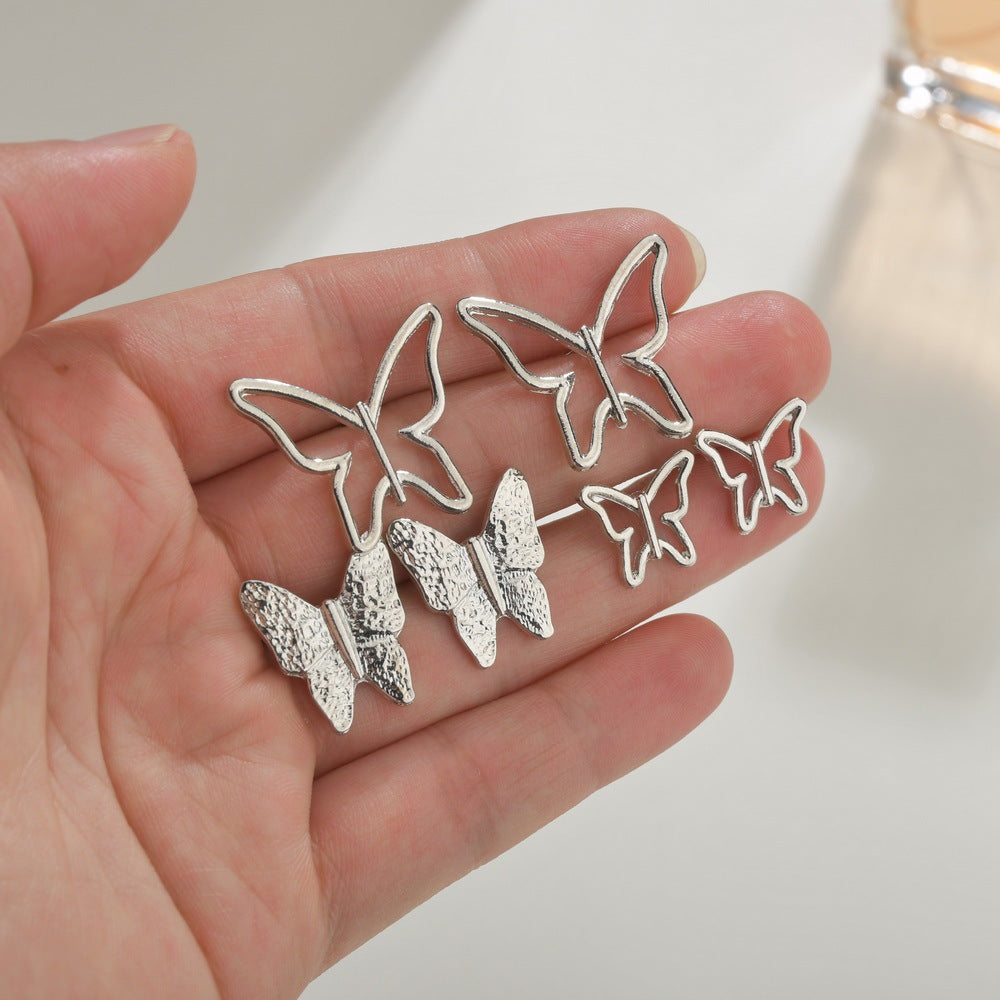 Accessories Fashion 3 Sizes Butterfly Stud Earrings Ins Multi-Piece Set Earrings Jewelry
