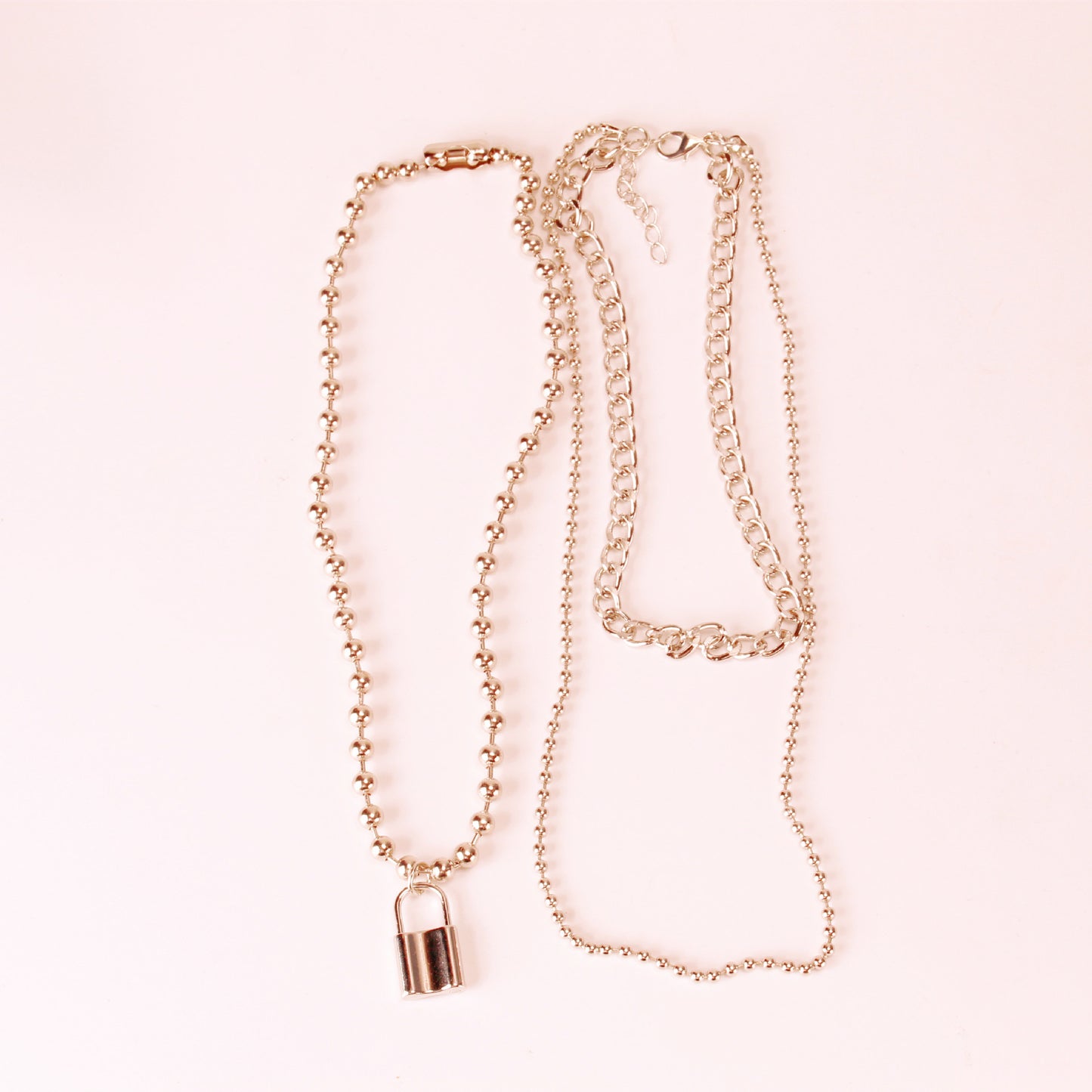 Fashion street shooting hip-hop blade multi-layer necklace fashion jewelry ball chain lock necklace