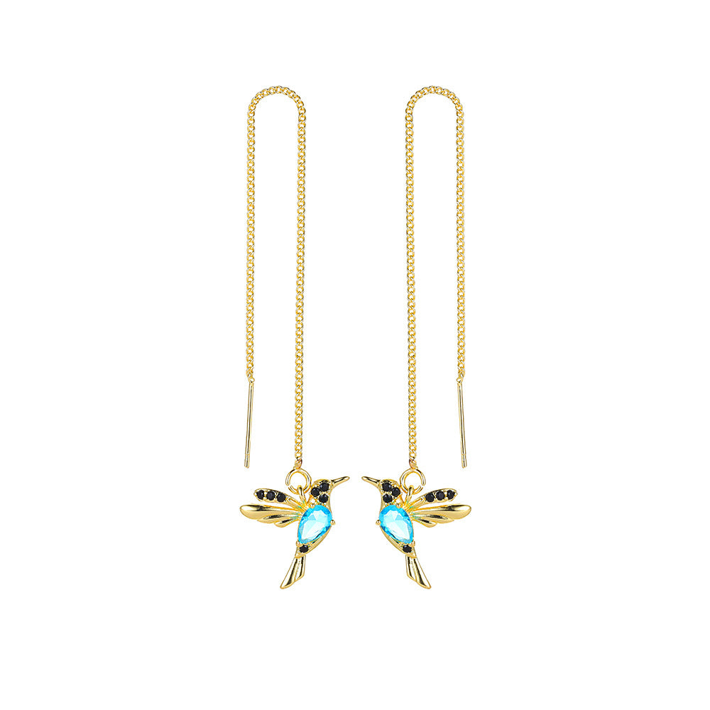 Accessories colorful bird ear wire long bird earrings female hummingbird earrings cute small animal earrings
