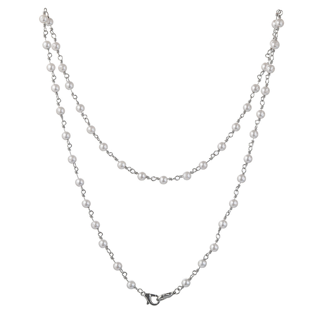 Mask anti-lost hanging chain copper wire winding knotted pearl sweater chain multi-purpose mask lanyard glasses chain