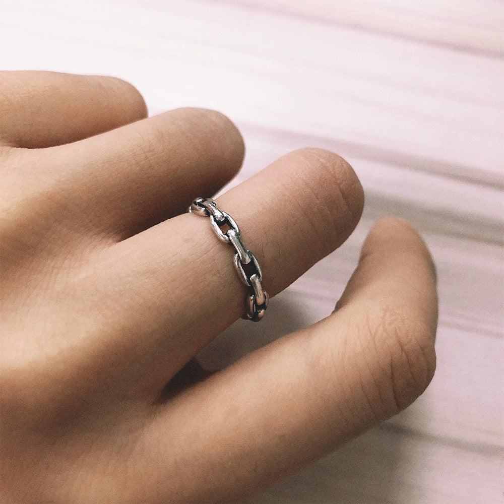 Retro ring personality old opening smiley knotted multi-layer ring ins cold tide index finger ring