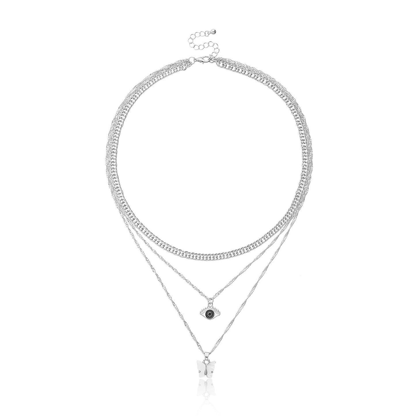 Jewelry Punk Exaggerated Butterfly Pendant Necklace Female Personality Alloy Eyes Multilayer Necklace