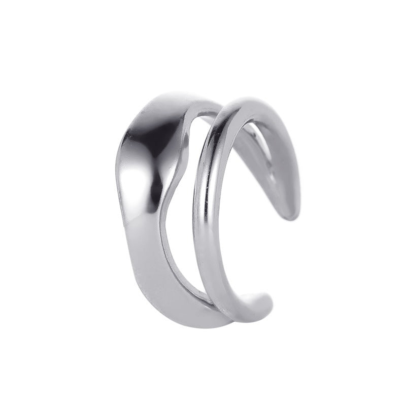 Double-layer retro ear clip personality single earring without pierced earrings indifferent men and women trendy ear bone clip