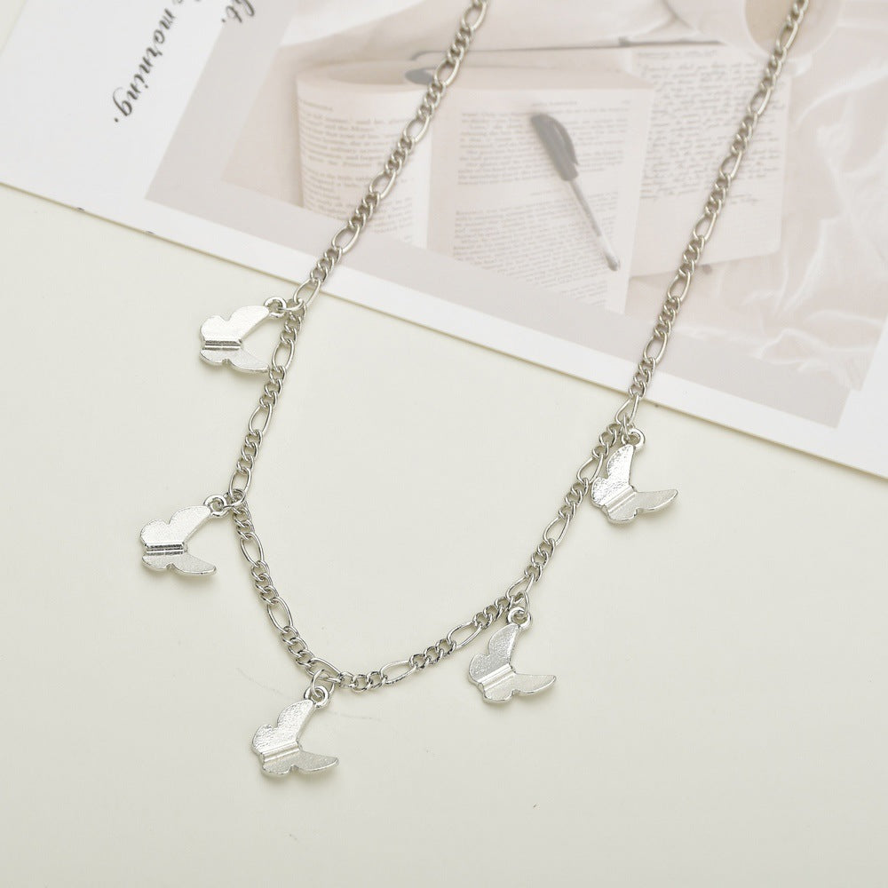 Fashionable Alloy Butterfly Pendant Necklace Retro Simple NK Clavicle Chain Short Necklace Ladies Jewelry