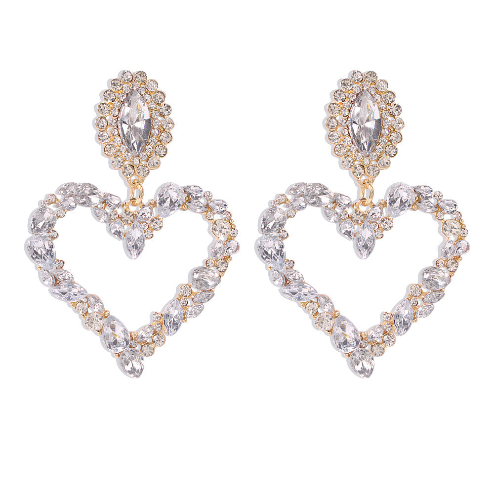 E8893 Exaggerated Love Fashion Earrings Light Luxury Sweet Temperament Catwalk Trendy Street Style Earrings Female