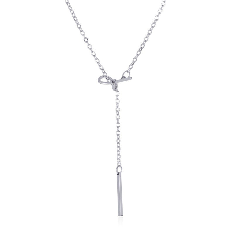 Long Knotted Necklace Frosty Simple Sexy Bow Knot Necklace Female Personality Versatile Clavicle Chain