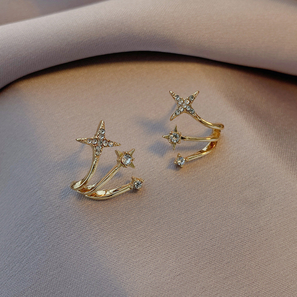 Temperament Diamond Tassel Earrings Female Earrings Frosty Simple Pearl Love Moon Fishtail Earrings