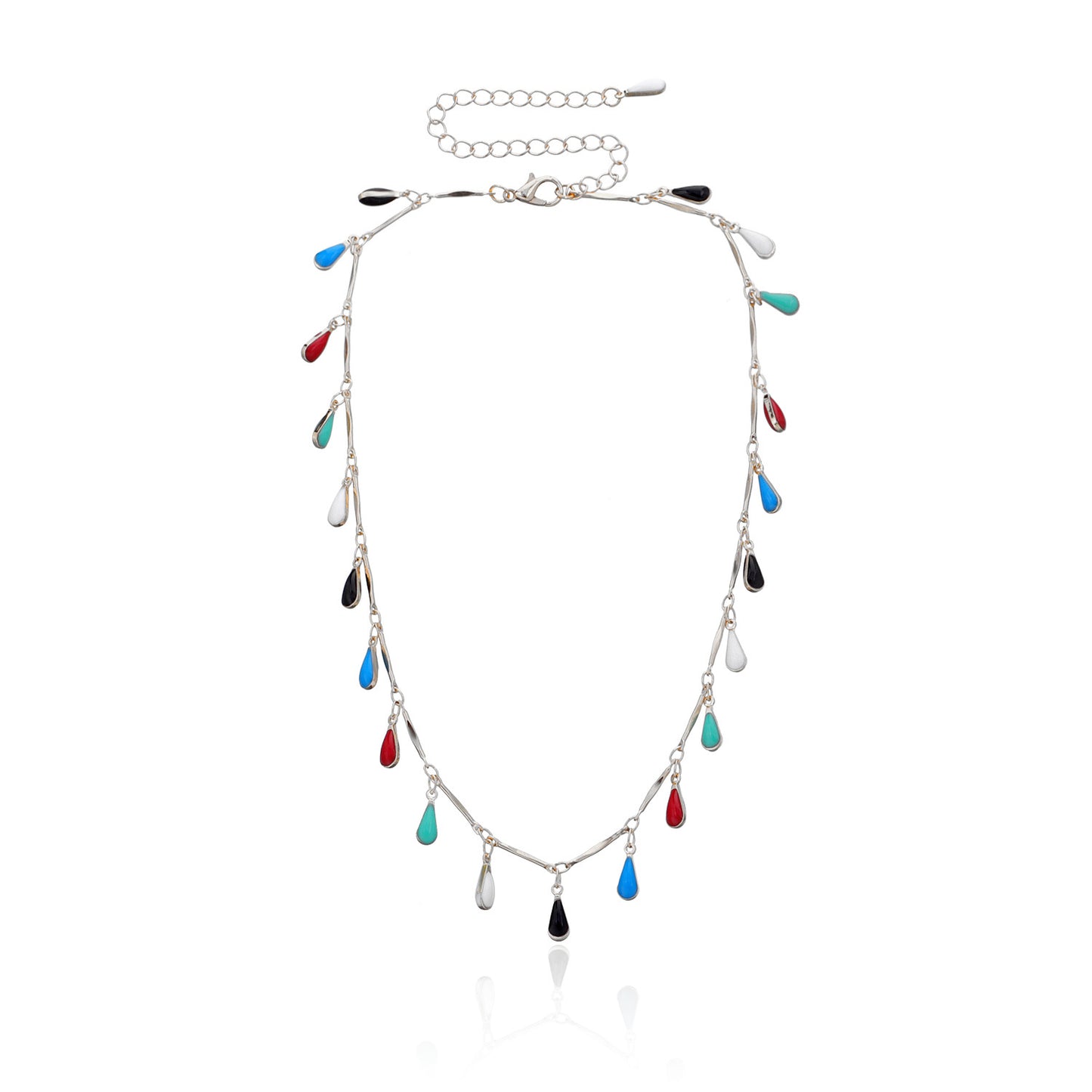 Jewelry Drop Glaze Gem Water Drop Pendant Necklace Female Hip Hop Fashion Trend Colorful Short Money Jewelry