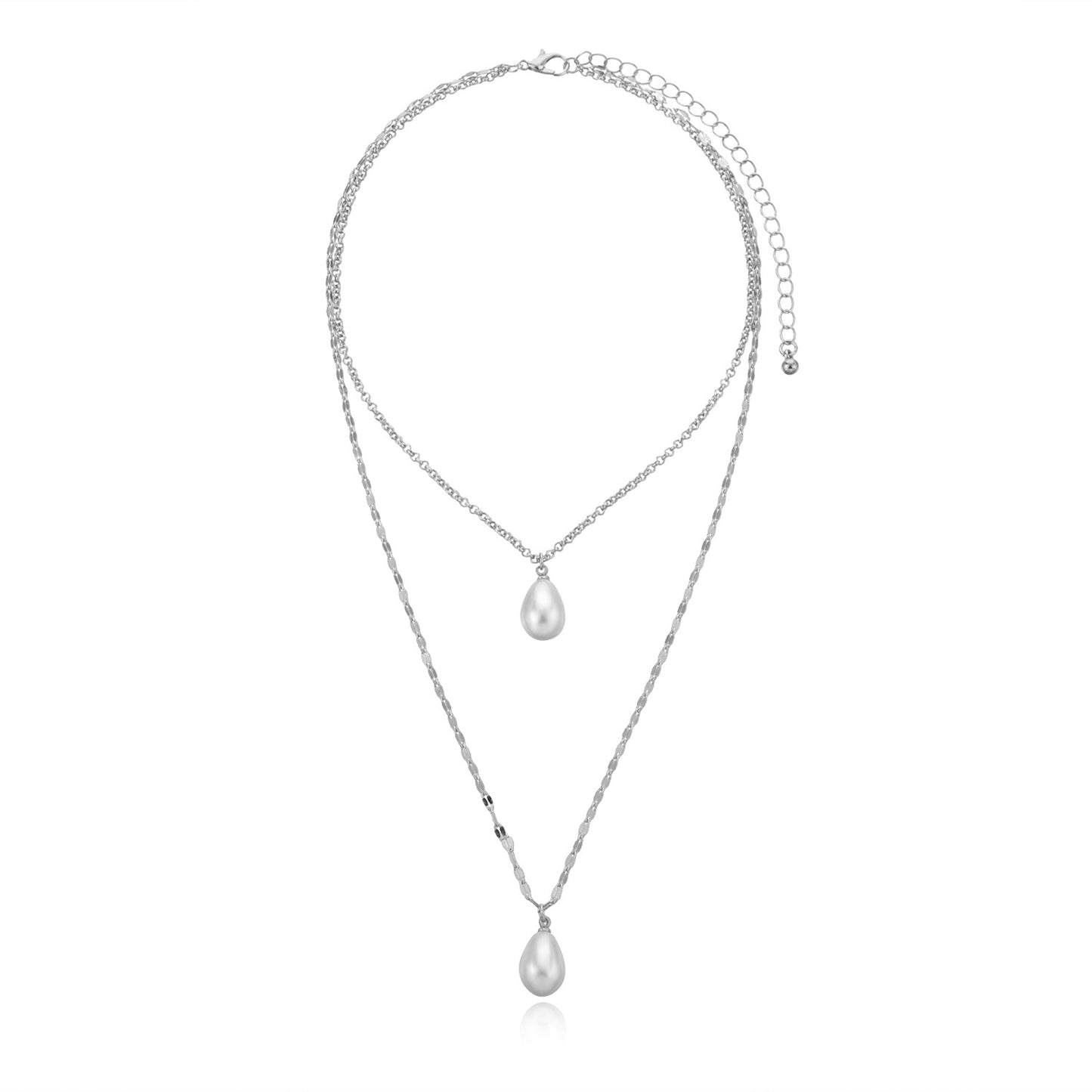 Jewelry Melon Seeds Chain Pearl Drop Shape Necklace Women's Fashion Simple Double Layer Necklace