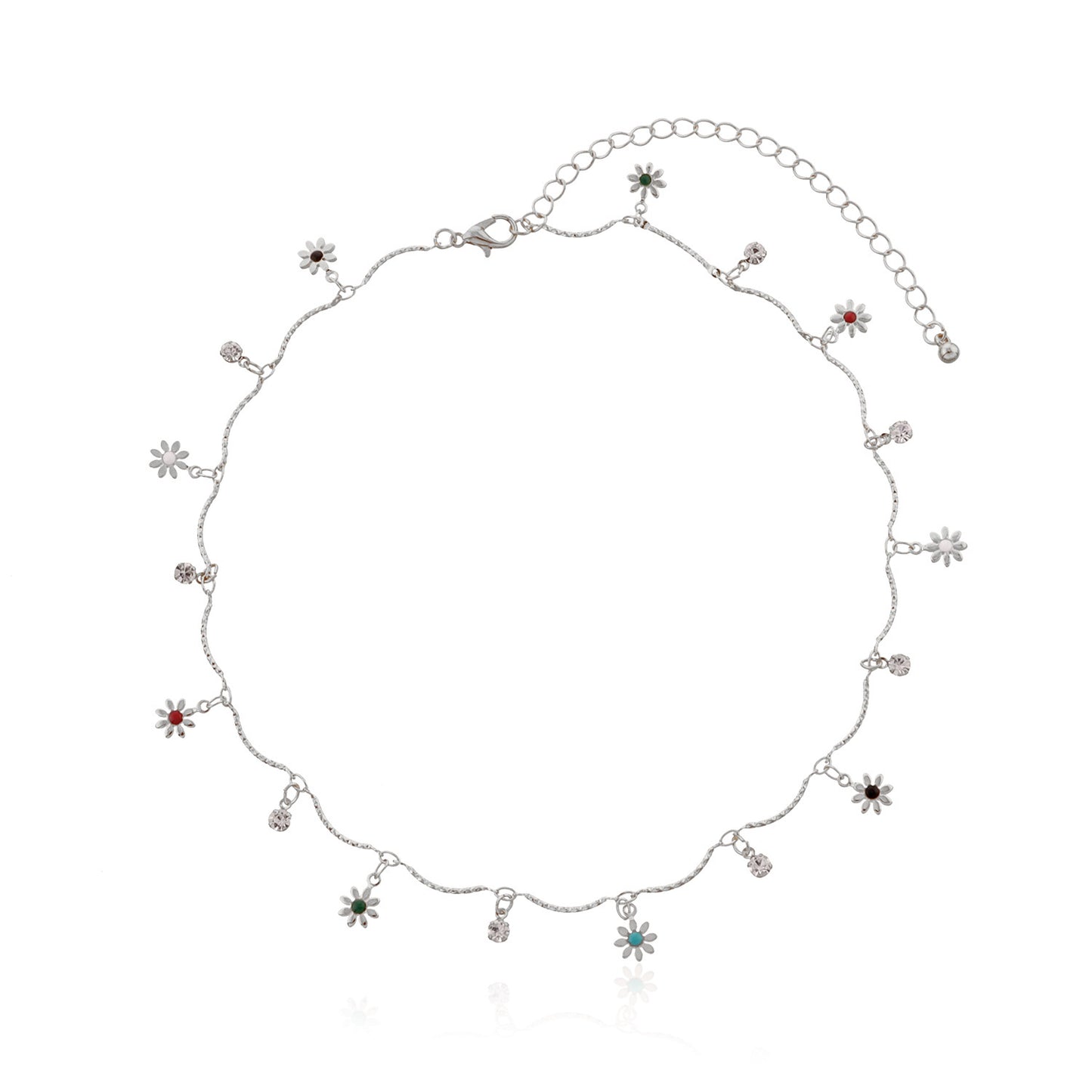 Jewelry Hand-bent Rhinestone Painted Flower Necklace Femininity Versatile Trendy Personality Pendant