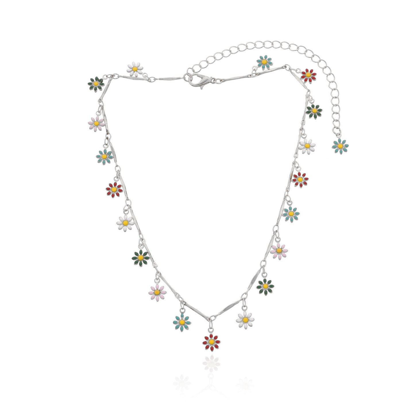 Jewelry Straight Tube Handmade Chain Flower Necklace Female Fashion Temperament Simple Painted Small Flower Necklace