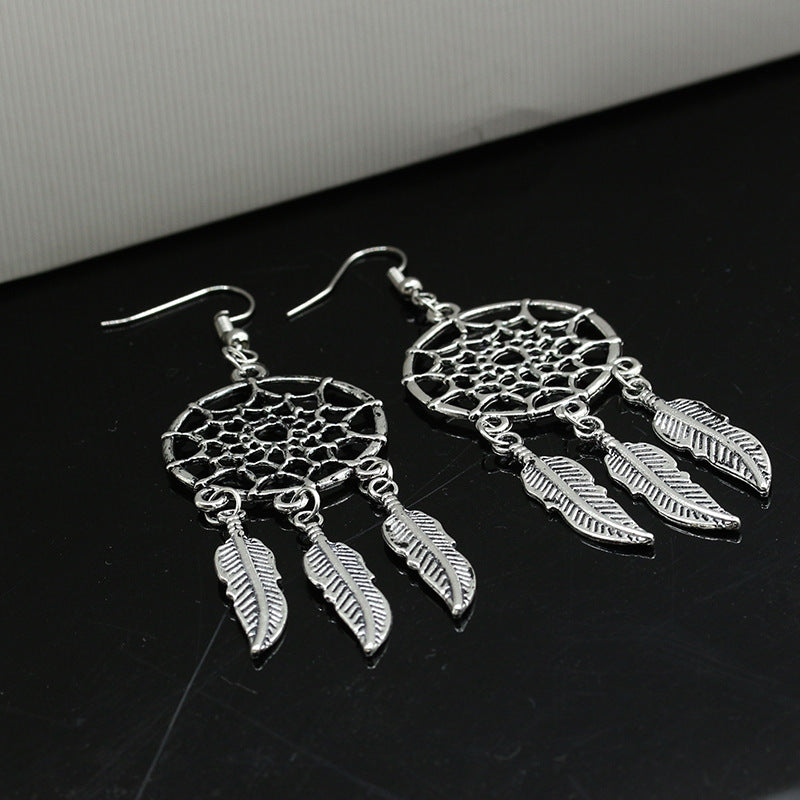 dreamcatcher feather earrings Pu Meng net earrings popular hollow earrings female
