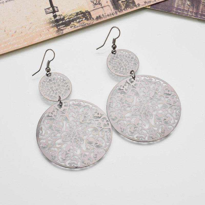 Trendy Fashion Earrings Fashion Retro Hollow Disc Frosted Earrings