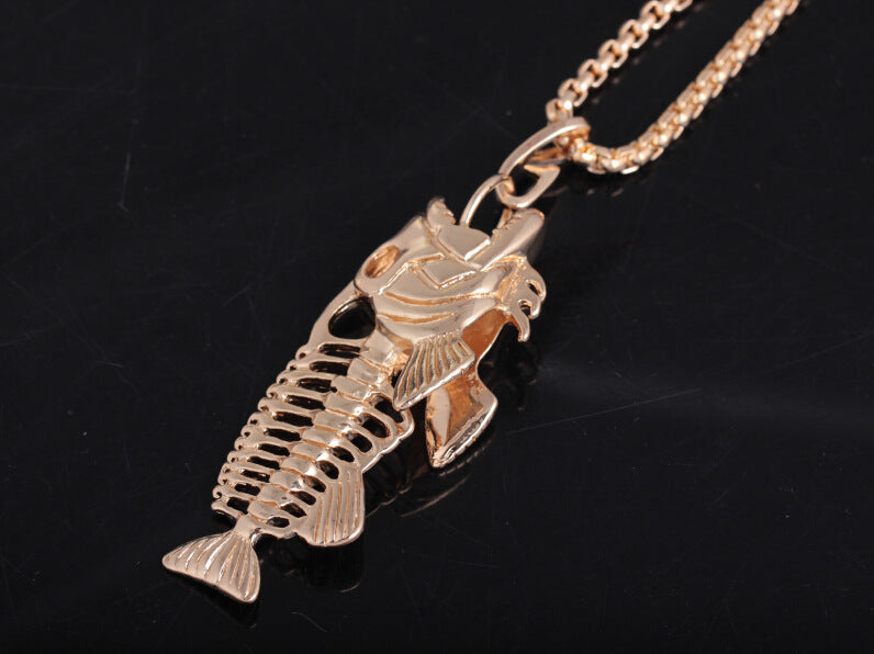 Fishbone Necklace Popular Jewelry Exaggerated Metal Animal Pendant