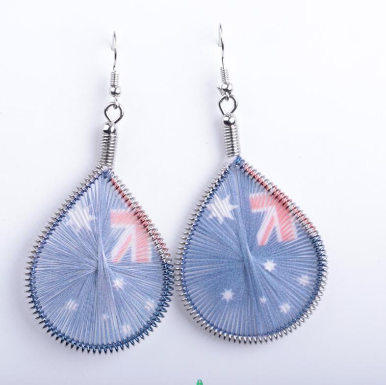 Creative national flag pattern silk thread earrings exaggerated fashion earrings famous ethnic jewelry