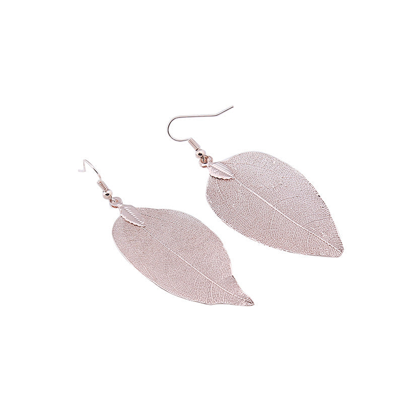 Creative Earrings Simple Leaf Exaggerated Earrings Leaf Plating Ear Jewelry