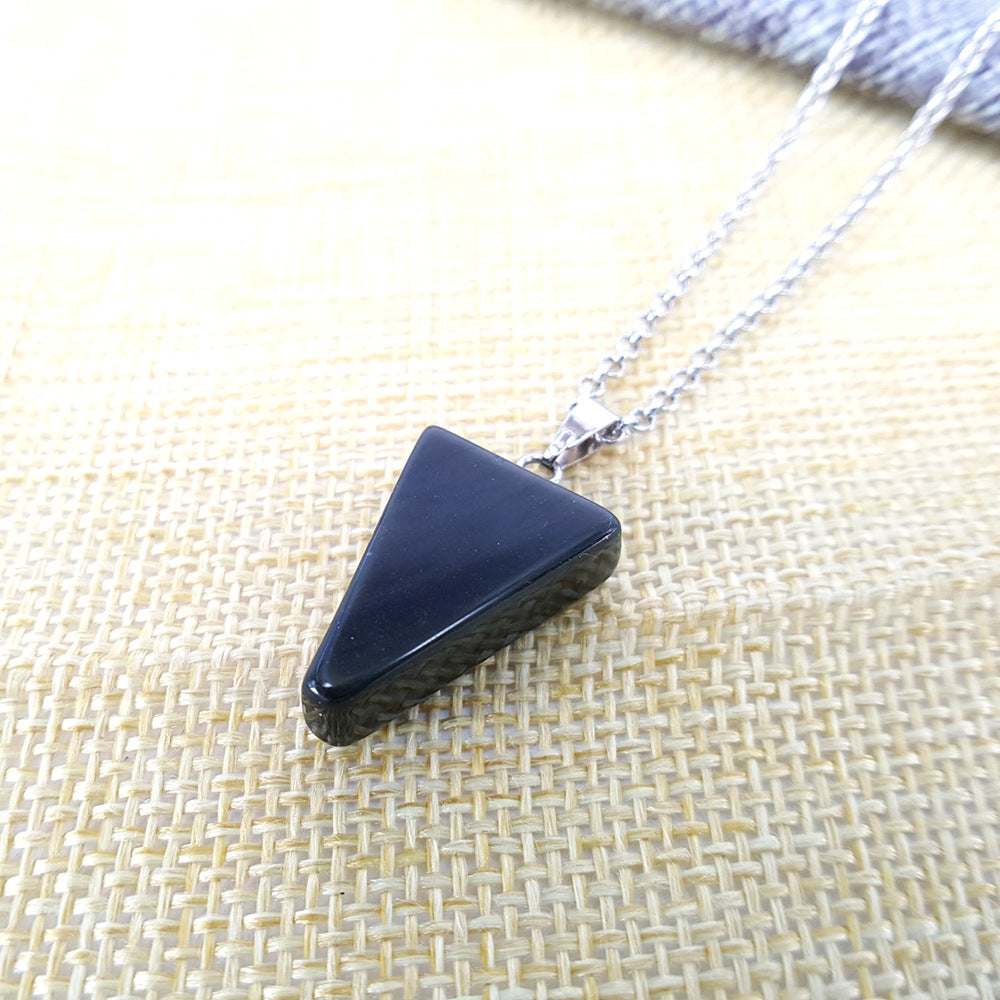 Creative Jewelry Multicolor Triangle Pendant Crystal Necklace Natural Stone Clavicle Chain Necklace