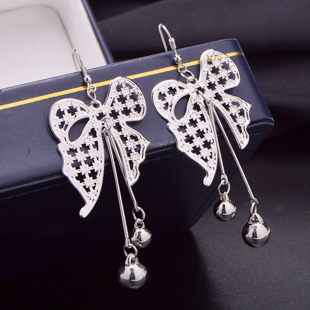 Direct Supply Butterfly Hollow Flower Tassel Earrings Fashion Retro Earrings Wings Earrings
