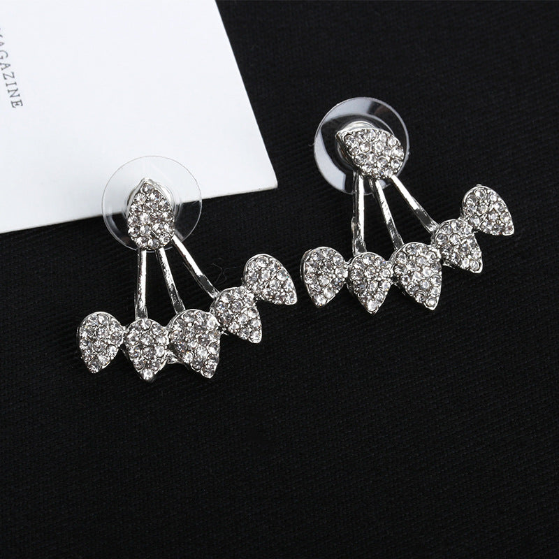 Earrings full of diamond drop earrings front and rear hanging ear hanging personality popular earrings jewelry