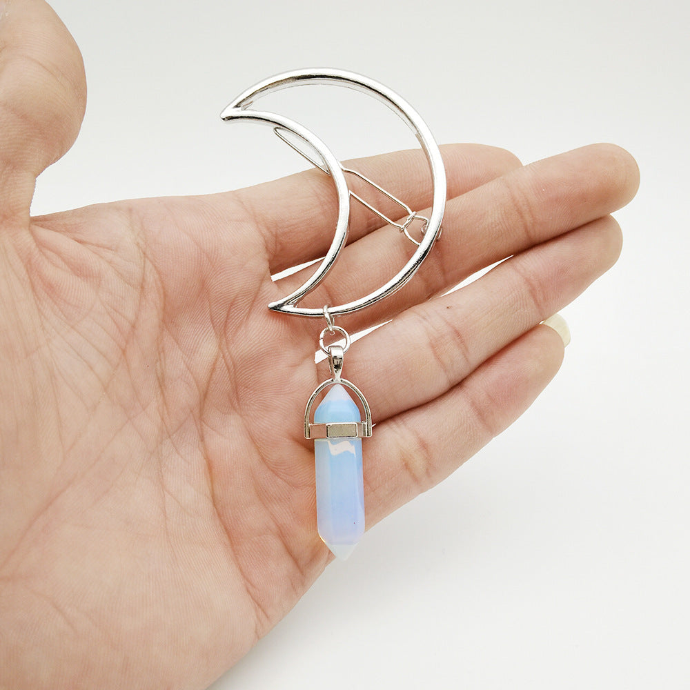 Jewelry spring and summer trendy hair accessories alloy moon hexagonal column headdress