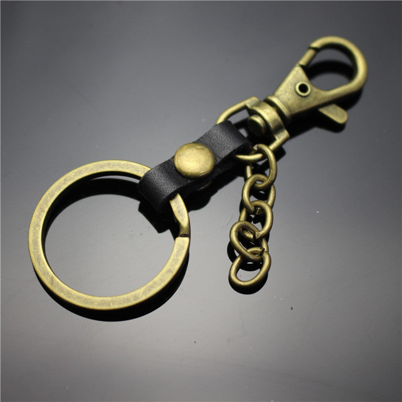 Top Layer Cowhide Key Chain Chain Belt Chain Key Ring Dog Buckle 1 Colors Leather Bag Pendant Antique Bronze